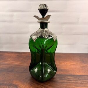 Holmegaard Jacob Bang Kluk Kluk Green Glass Decanter Pewter Grapes Denmark